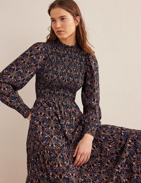 Smocked Tiered Midi Dress